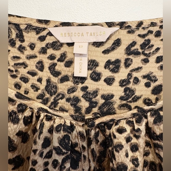 Rebecca Taylor Lynx Print Long Sleee 100% Silk Blouse , sz : 12 - Picture 4 of 8